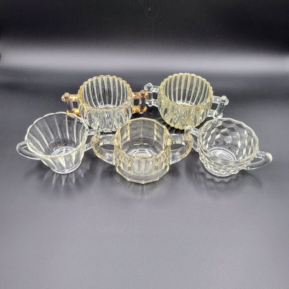 Vintage Sugar Bowls Condiment Servers Clear Glass Serving Kitchen Lot Of 5 Read - Picture 3 of 8